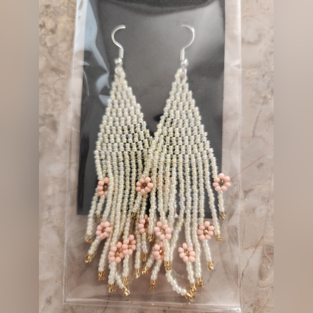Fringe Beaded Earrings Southwestern Bohemian Cowgirl Handmade